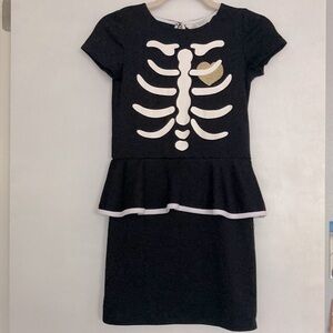 Girls H & M SKELETON HALLOWEEN DRESS Size 8 - 10 Dia de Los Muertos Dress